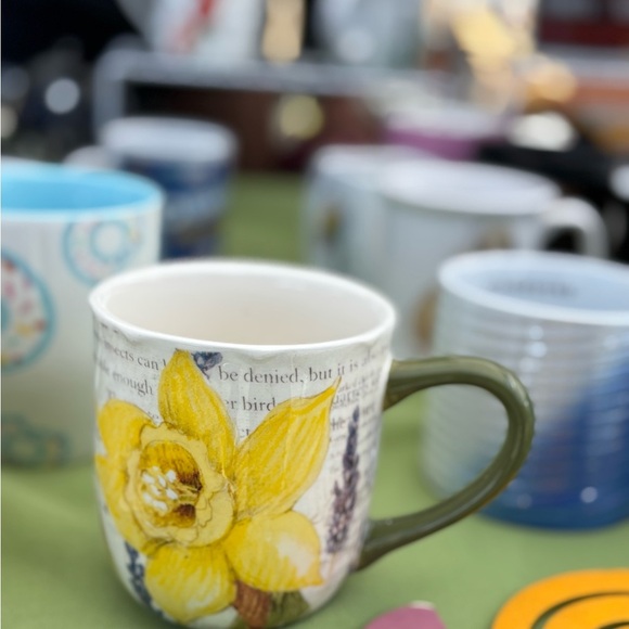 Floral Yellow and Green Mug - Picture 1 of 3